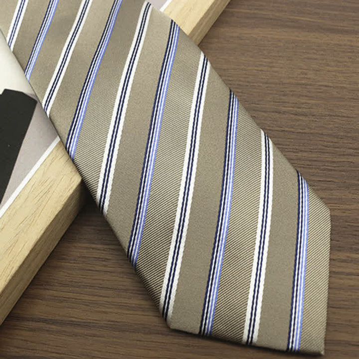 Corbata clásica de seda auténtica con rayas anchas para hombre