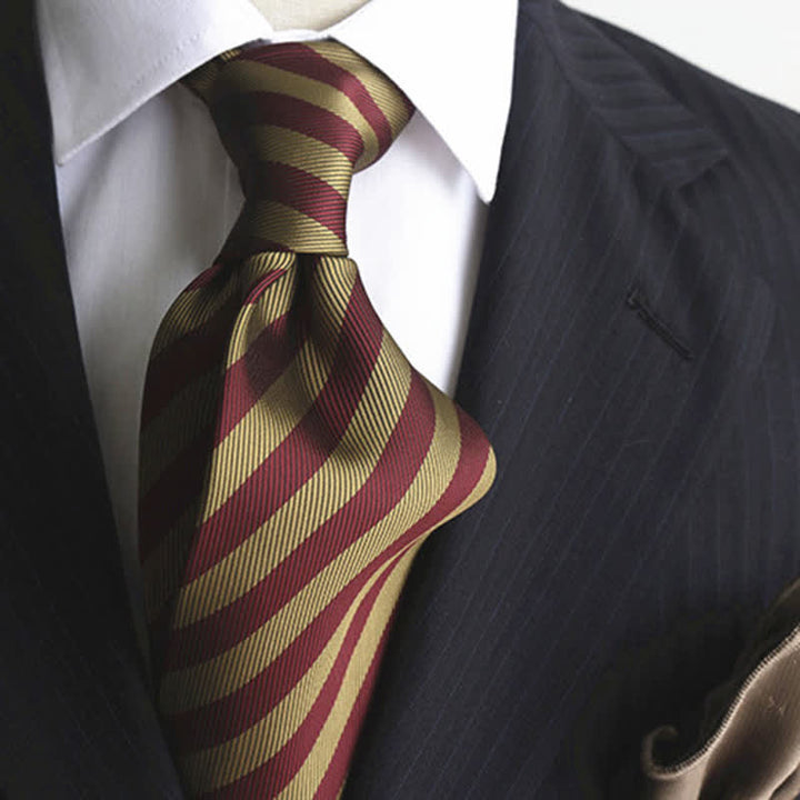 Corbata clásica de seda auténtica con rayas anchas para hombre