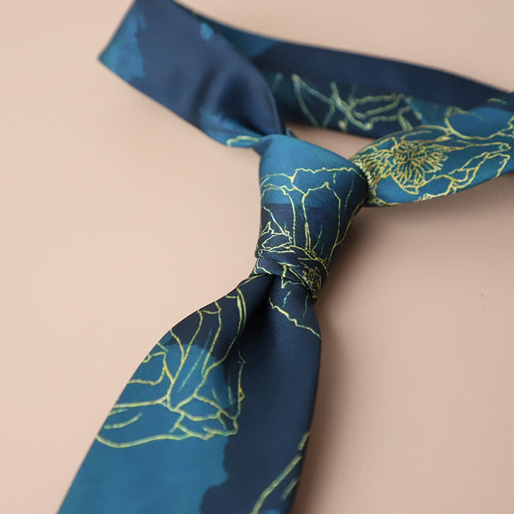 Corbata elegante retro con estampado floral para hombre