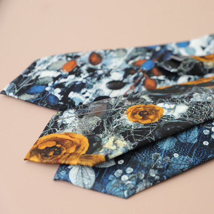 Corbata elegante retro con estampado floral para hombre