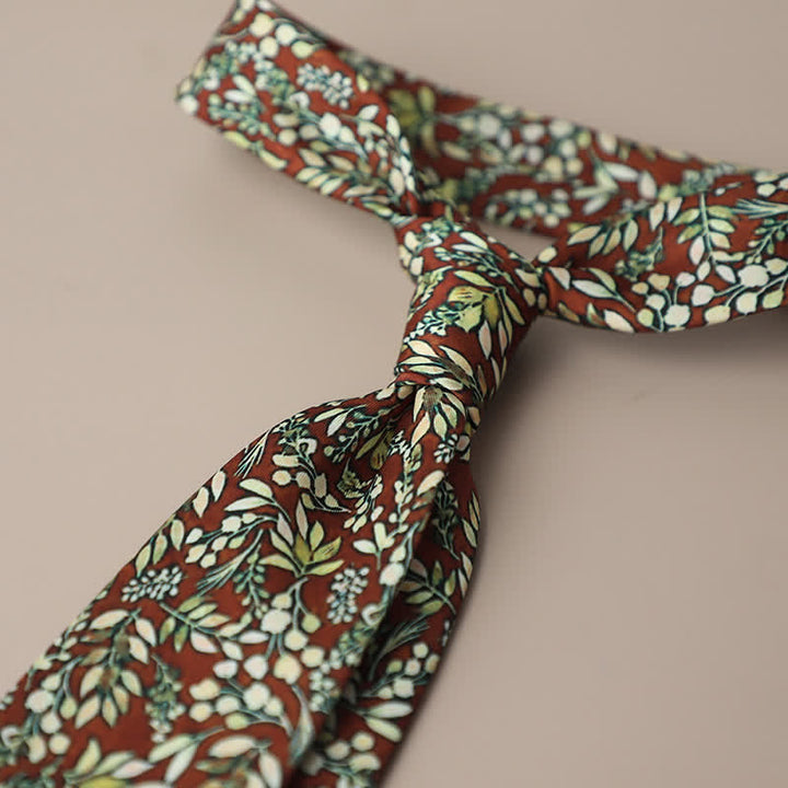 Corbata elegante retro con estampado floral para hombre