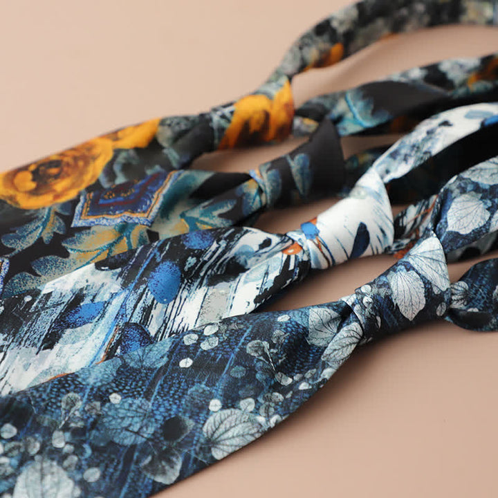 Corbata elegante retro con estampado floral para hombre