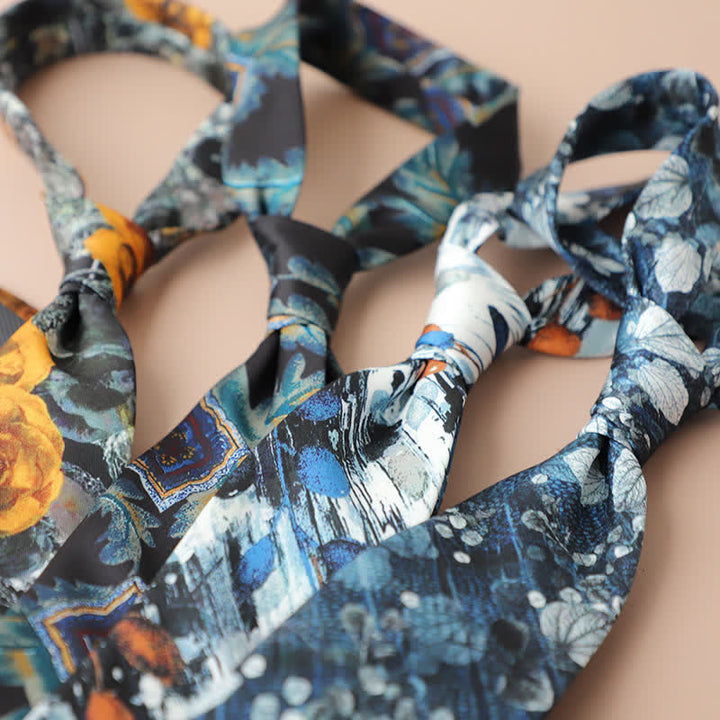 Corbata elegante retro con estampado floral para hombre