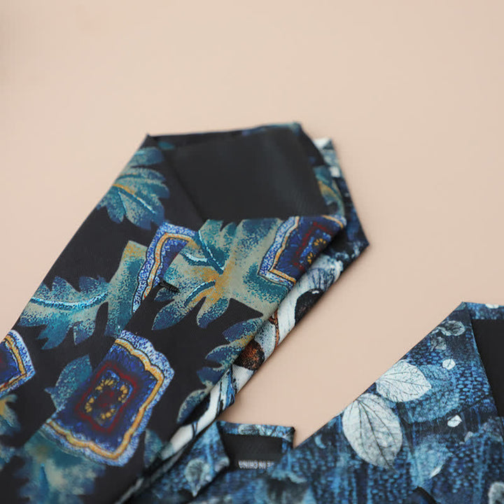 Corbata elegante retro con estampado floral para hombre