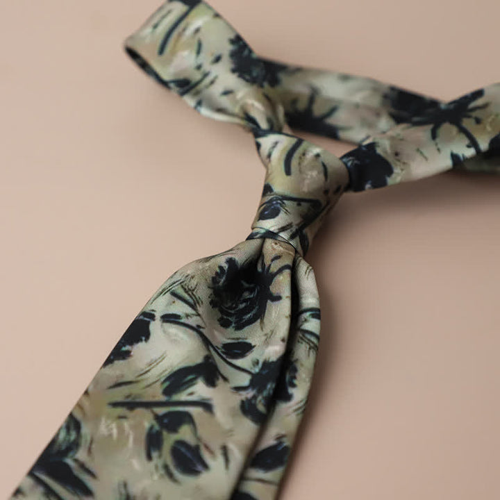 Corbata elegante retro con estampado floral para hombre