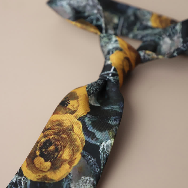 Corbata elegante retro con estampado floral para hombre