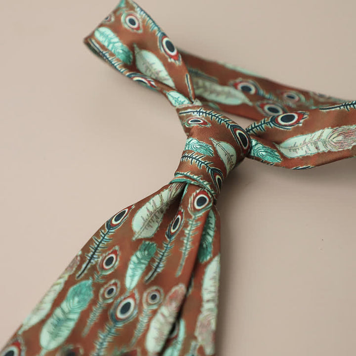 Corbata elegante retro con estampado floral para hombre