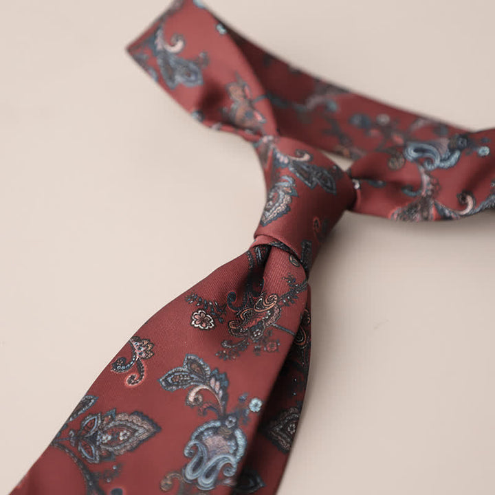 Corbata elegante retro con estampado floral para hombre