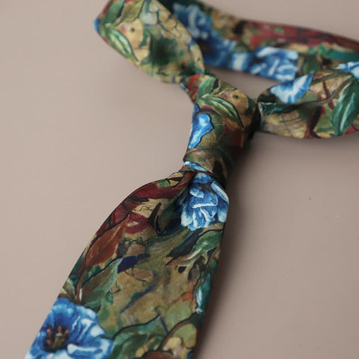 Corbata elegante retro con estampado floral para hombre