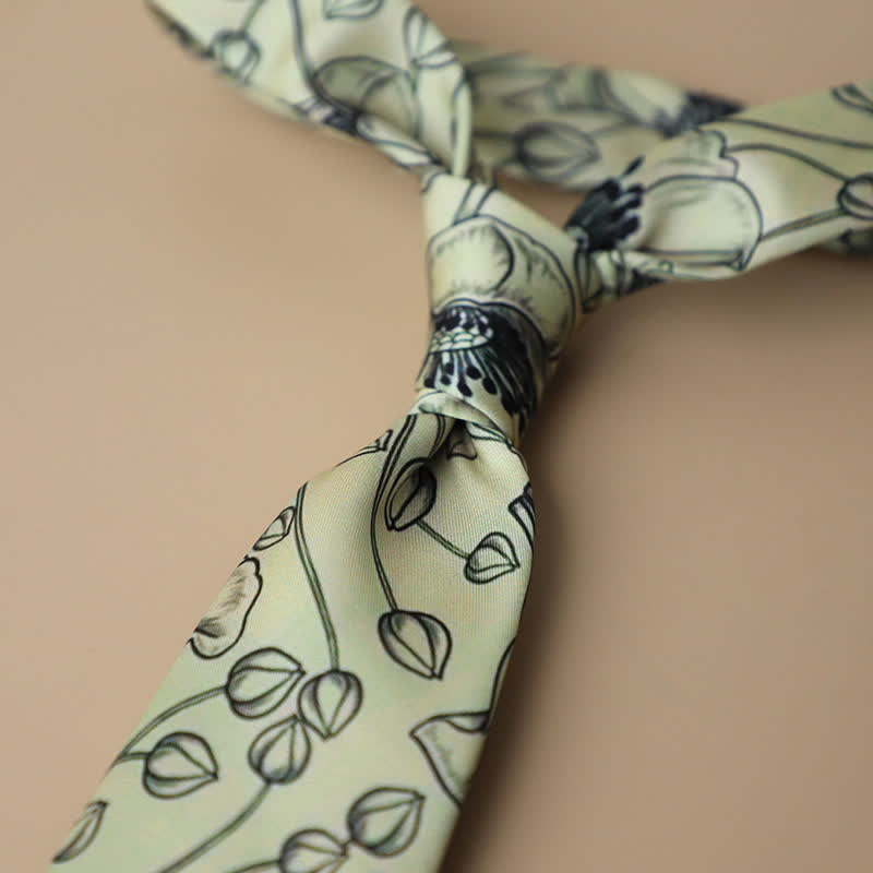 Corbata elegante retro con estampado floral para hombre