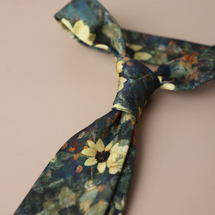 Corbata elegante retro con estampado floral para hombre