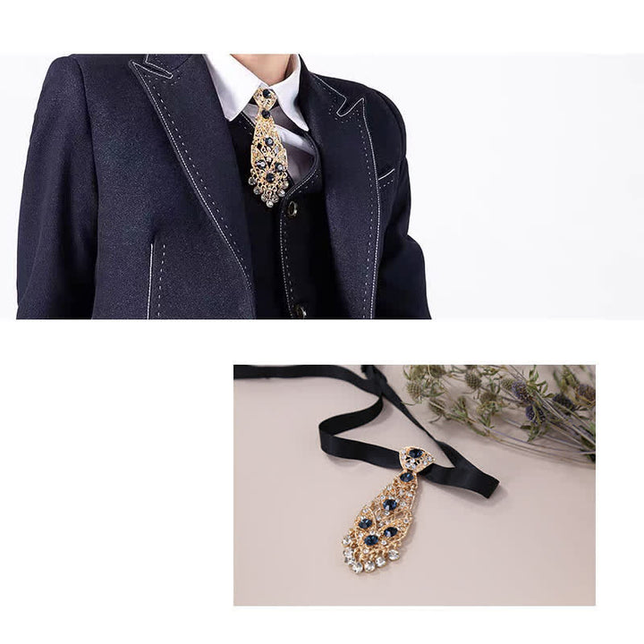 Corbata corta con cristales y diamantes de imitación para hombre, corbata de boda con purpurina