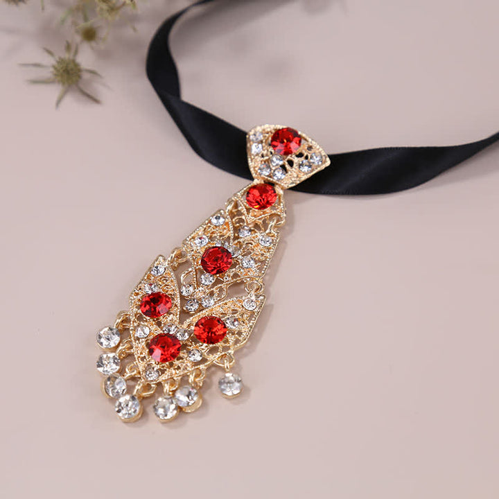 Corbata corta con cristales y diamantes de imitación para hombre, corbata de boda con purpurina