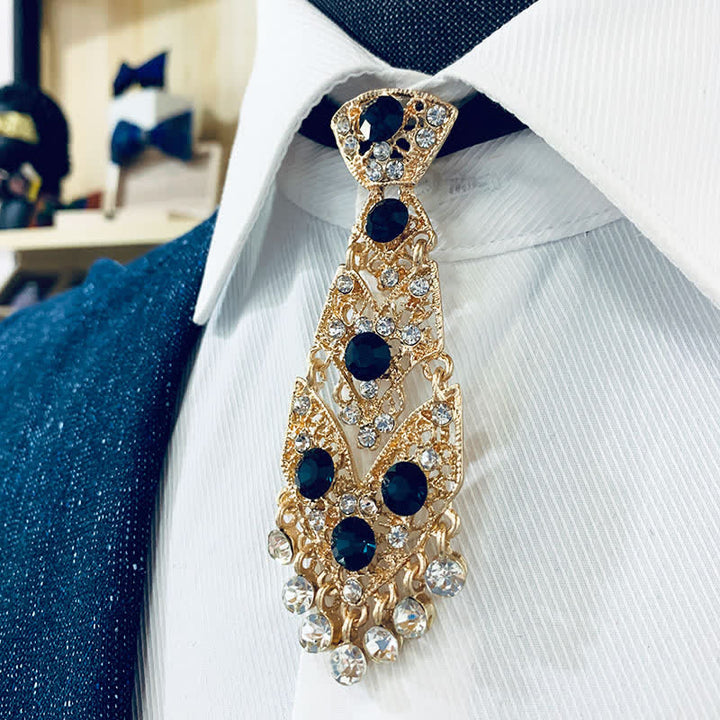 Corbata corta con cristales y diamantes de imitación para hombre, corbata de boda con purpurina