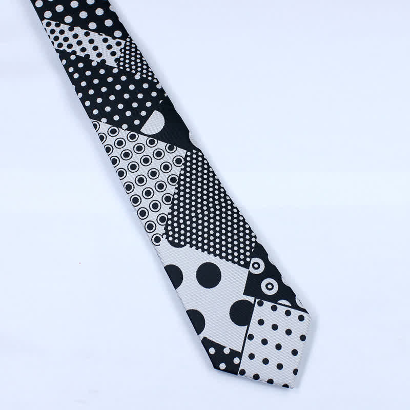 Corbata de lunares en blanco y negro para hombre