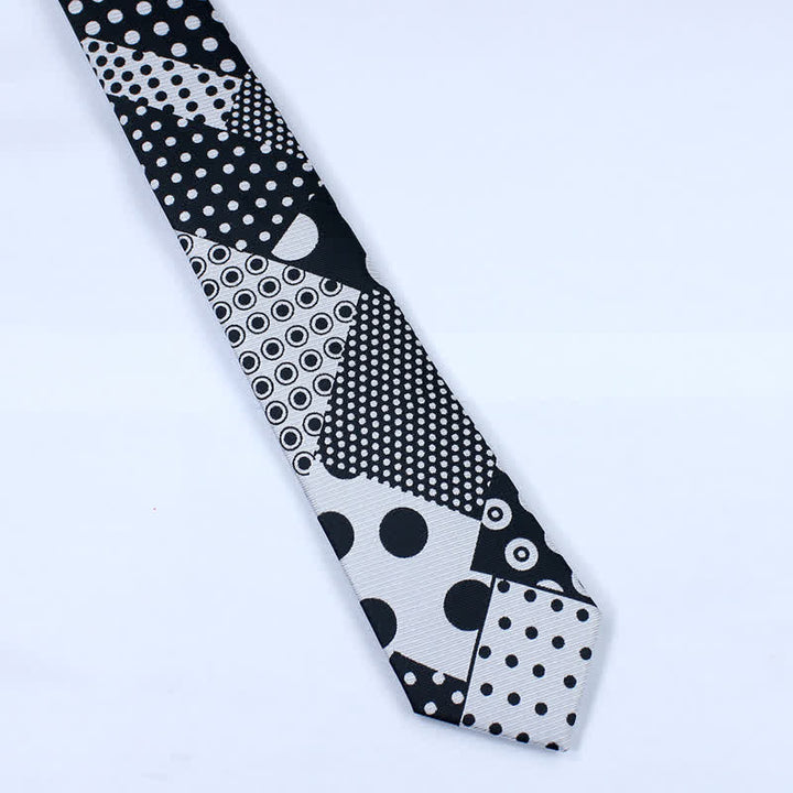 Corbata de lunares en blanco y negro para hombre
