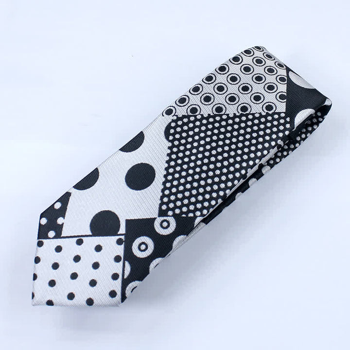 Corbata de lunares en blanco y negro para hombre