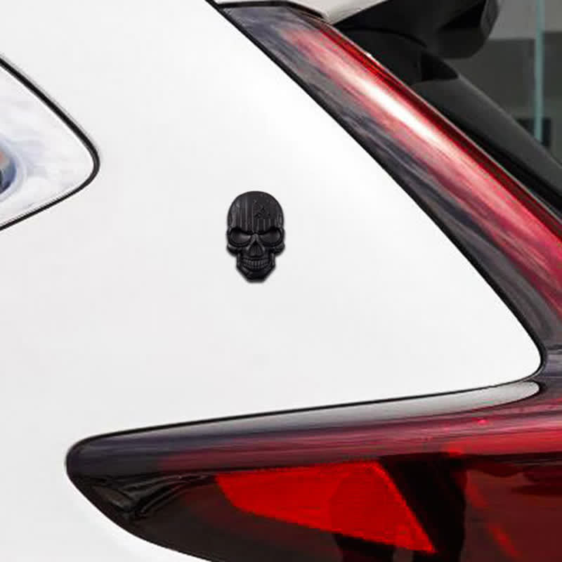 Pegatina de metal con bandera estadounidense y calavera para coche