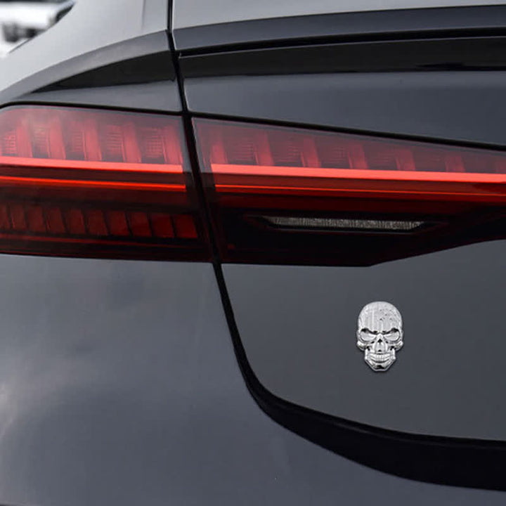 Pegatina de metal con bandera estadounidense y calavera para coche