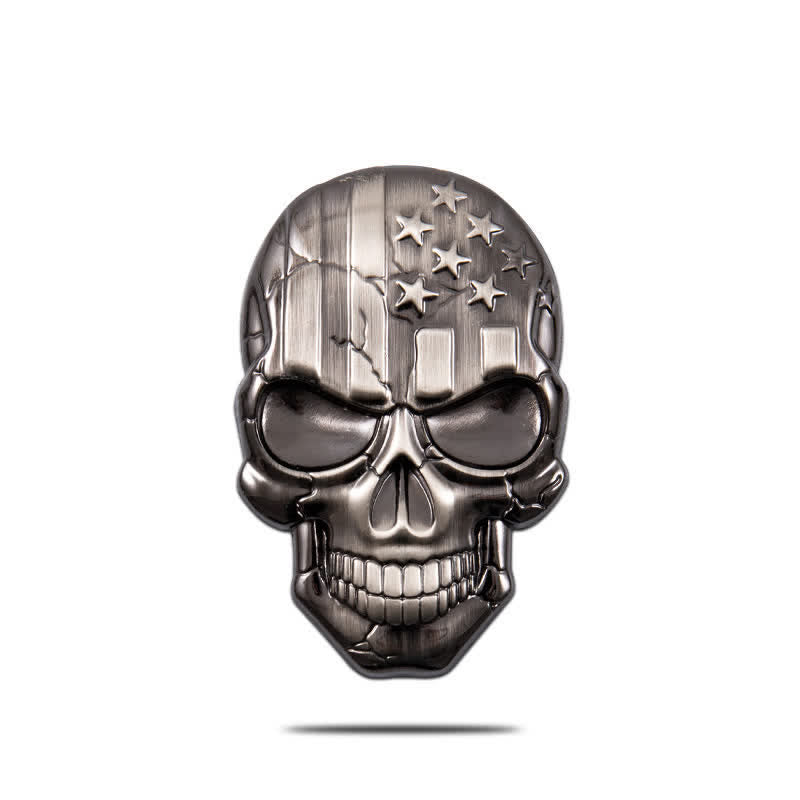 Pegatina de metal con bandera estadounidense y calavera para coche