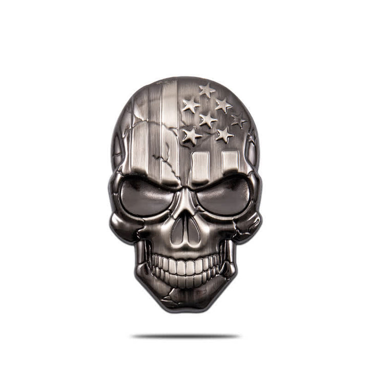 Pegatina de metal con bandera estadounidense y calavera para coche