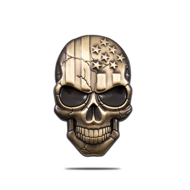 Pegatina de metal con bandera estadounidense y calavera para coche
