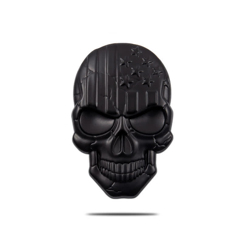 Pegatina de metal con bandera estadounidense y calavera para coche