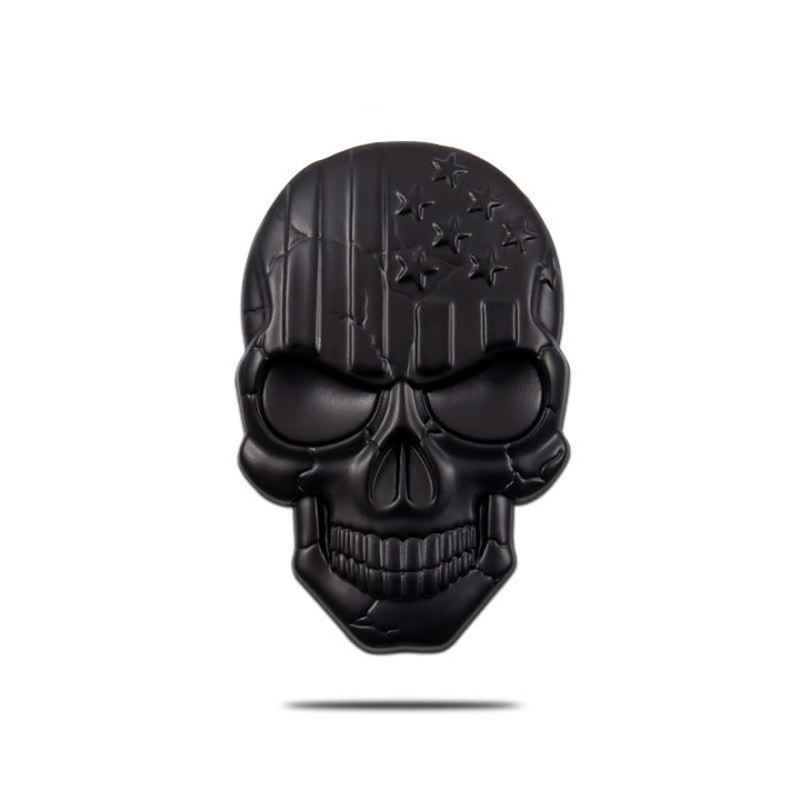 Pegatina de metal con bandera estadounidense y calavera para coche