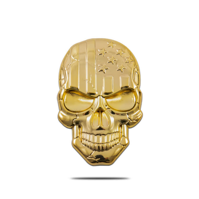 Pegatina de metal con bandera estadounidense y calavera para coche