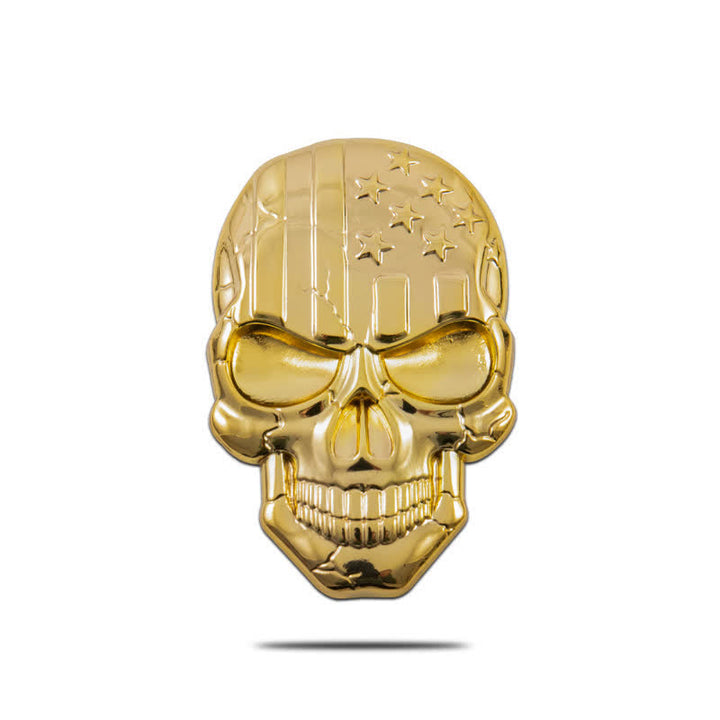 Pegatina de metal con bandera estadounidense y calavera para coche