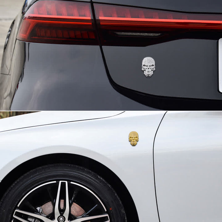 Pegatina de metal con bandera estadounidense y calavera para coche