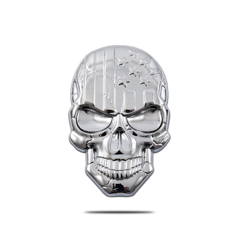 Pegatina de metal con bandera estadounidense y calavera para coche