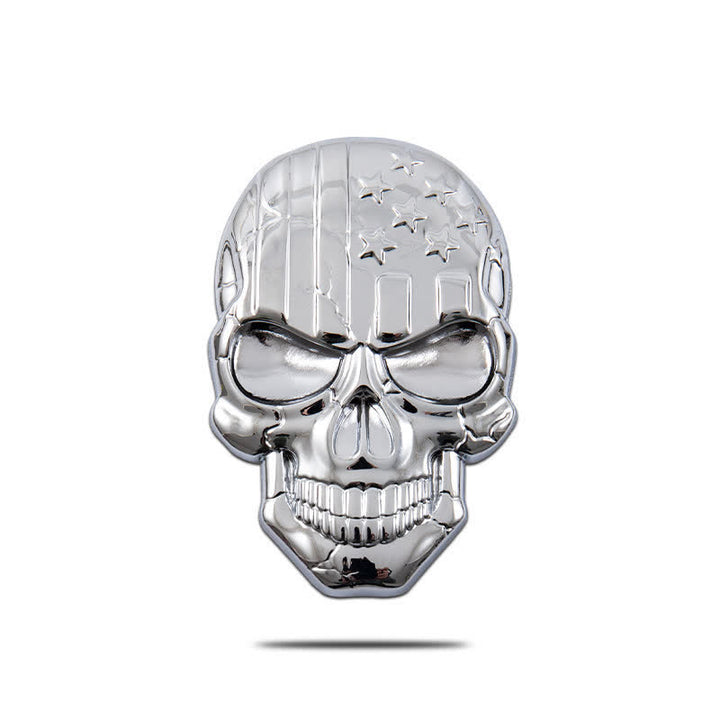 Pegatina de metal con bandera estadounidense y calavera para coche