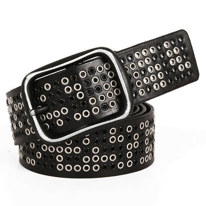 Cinturón de cuero estilo vaquero punk de metal pesado con tachuelas unisex