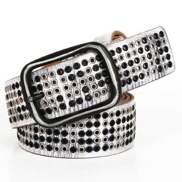 Cinturón de cuero estilo vaquero punk de metal pesado con tachuelas unisex