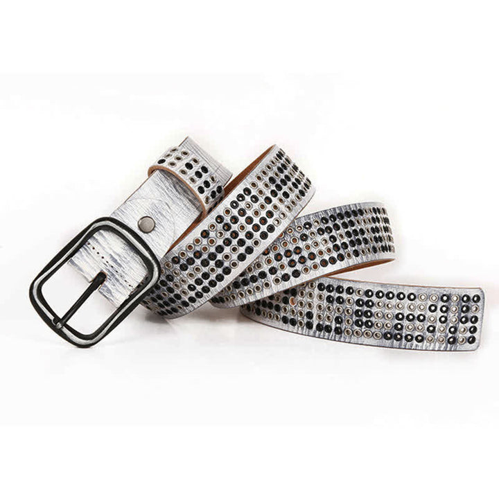 Cinturón de cuero estilo vaquero punk de metal pesado con tachuelas unisex