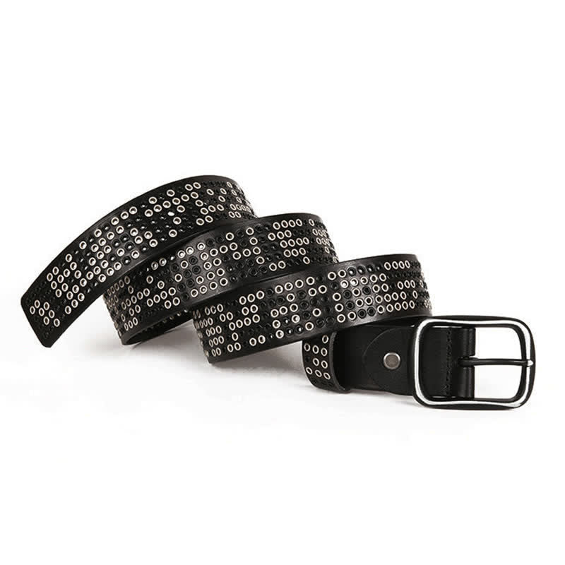 Cinturón de cuero estilo vaquero punk de metal pesado con tachuelas unisex