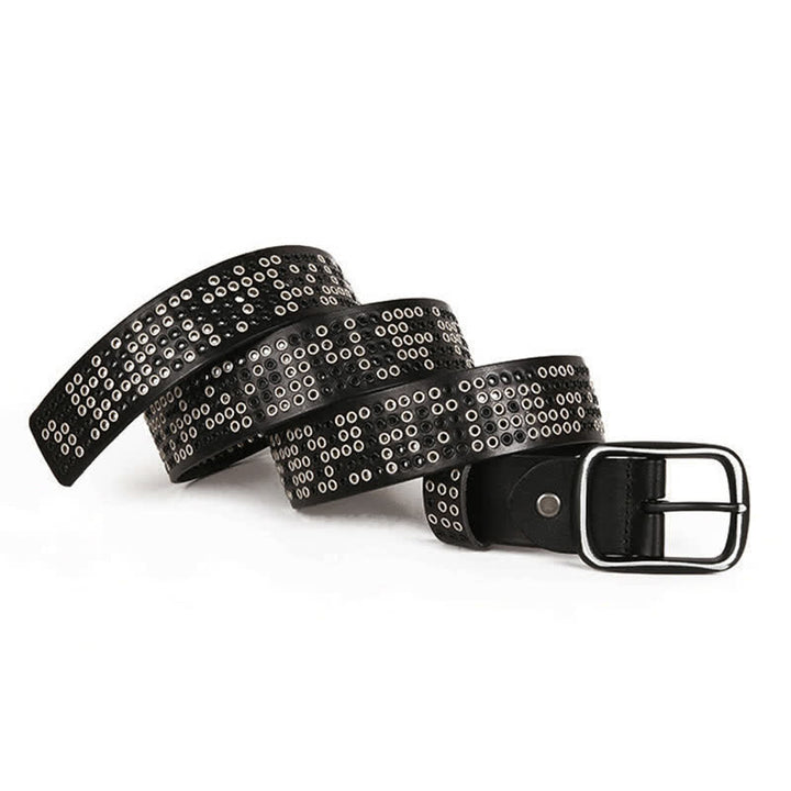 Cinturón de cuero estilo vaquero punk de metal pesado con tachuelas unisex