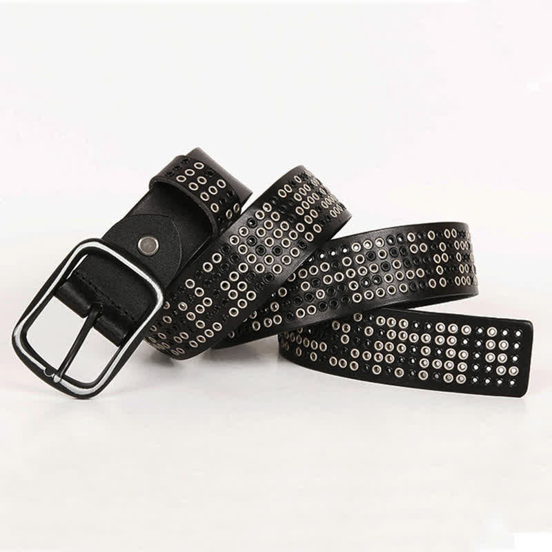 Cinturón de cuero estilo vaquero punk de metal pesado con tachuelas unisex