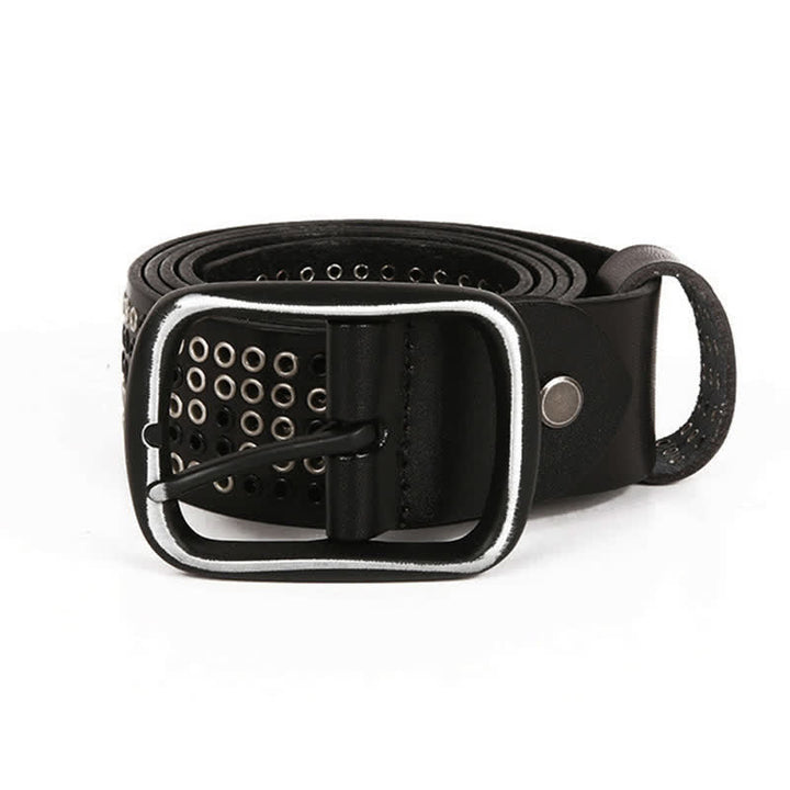 Cinturón de cuero estilo vaquero punk de metal pesado con tachuelas unisex
