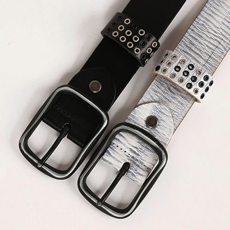 Cinturón de cuero estilo vaquero punk de metal pesado con tachuelas unisex