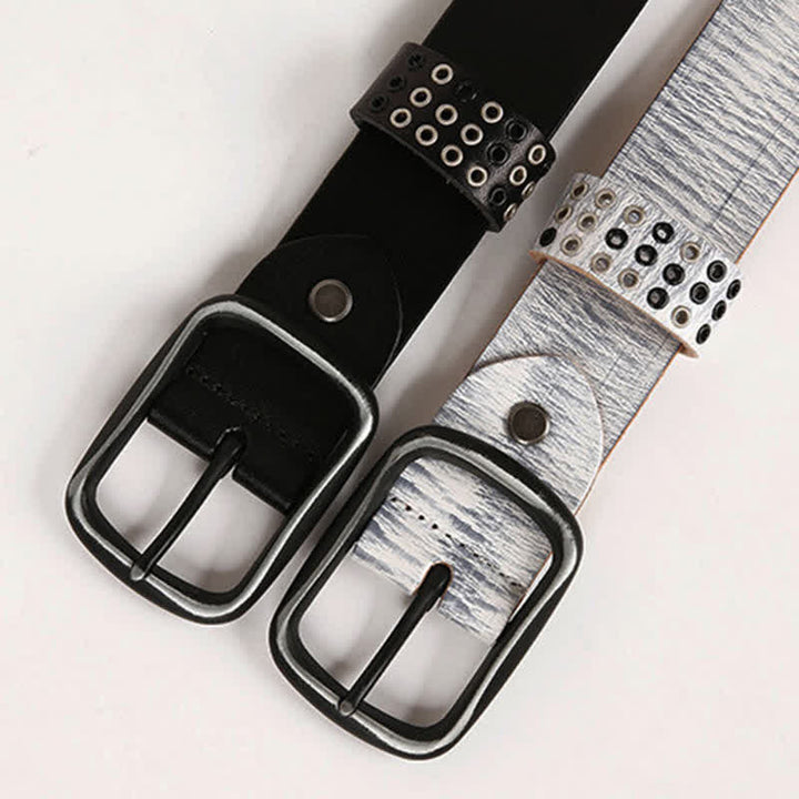 Cinturón de cuero estilo vaquero punk de metal pesado con tachuelas unisex