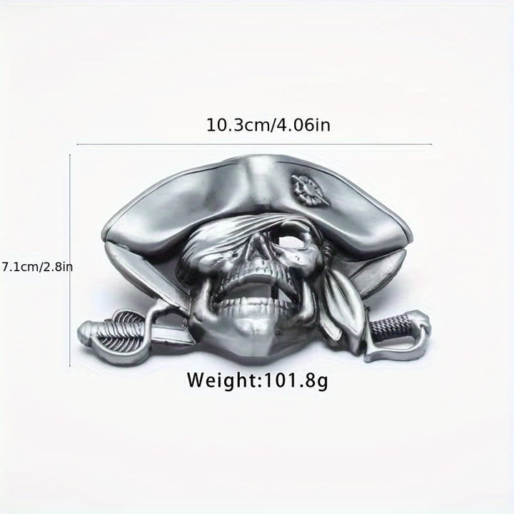 Cinturón de cuero con hebilla pirata y calavera estilo punk para hombre