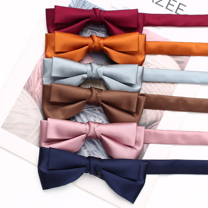 Pajarita de doble capa única y elegante de color sólido para hombre