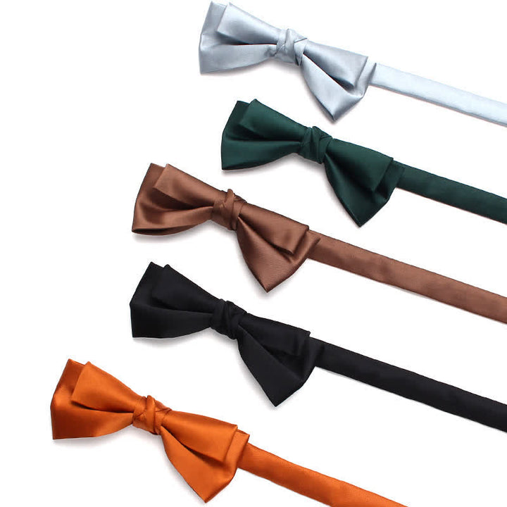 Pajarita de doble capa única y elegante de color sólido para hombre