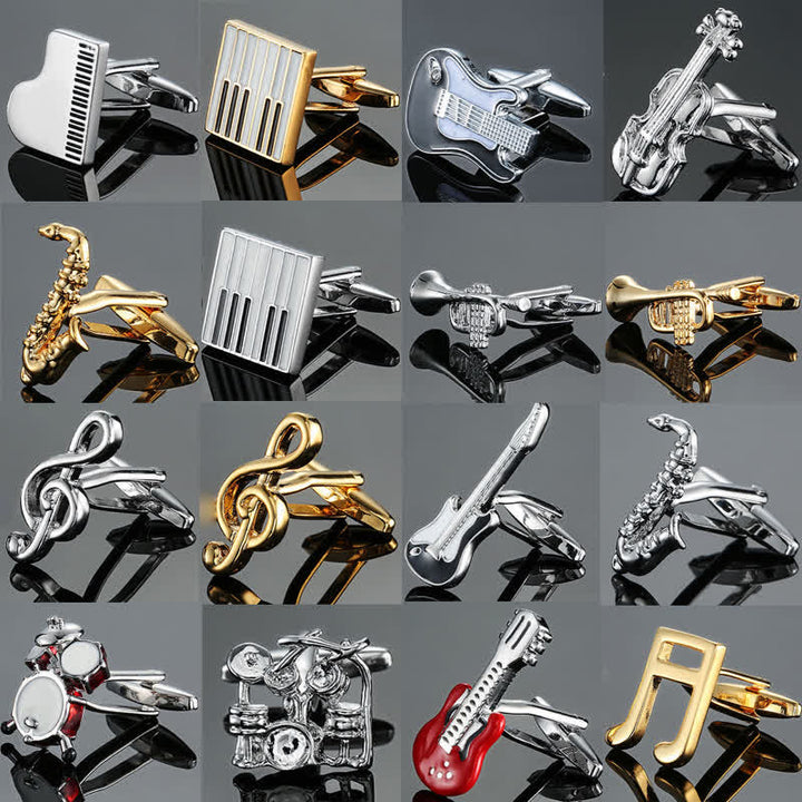 Gemelos con notas musicales de instrumentos musicales para hombre