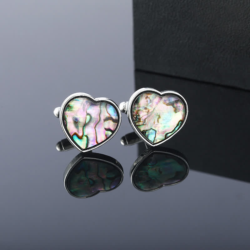 Gemelos de camisa para hombre con piedra de concha de abulón de colores