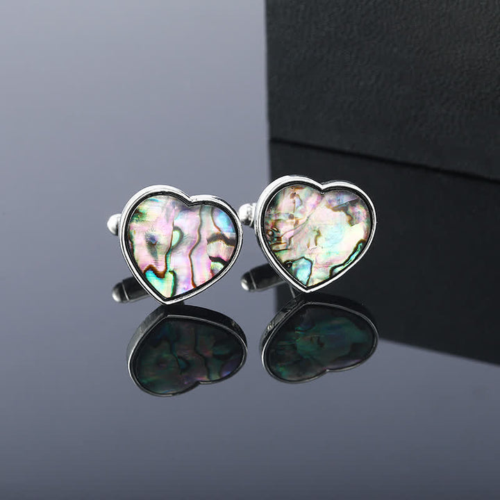 Gemelos de camisa para hombre con piedra de concha de abulón de colores