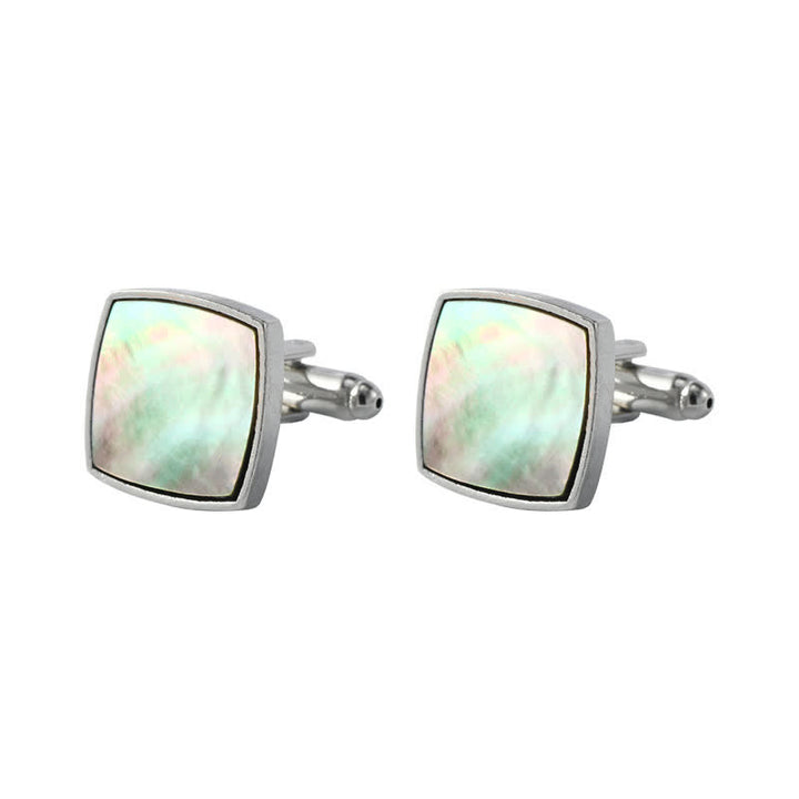 Gemelos de camisa para hombre con piedra de concha de abulón de colores