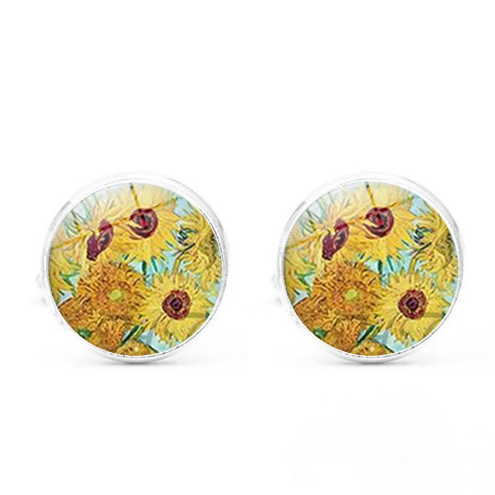 Gemelos con cúpula de cristal con pintura al óleo para hombre